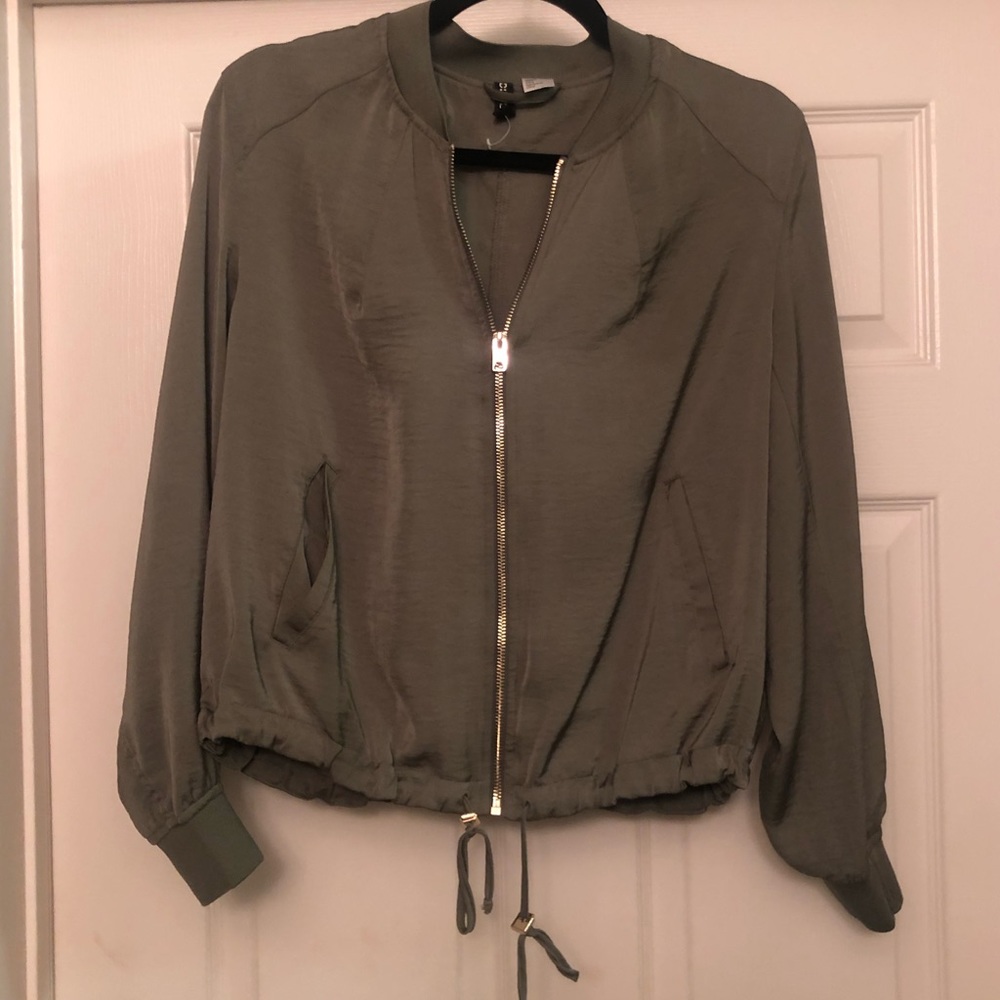 Olive green lightweight bomber jacket